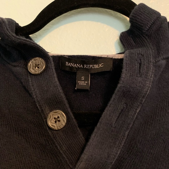 Navy blue and yellow striped sweater. - Picture 2 of 3